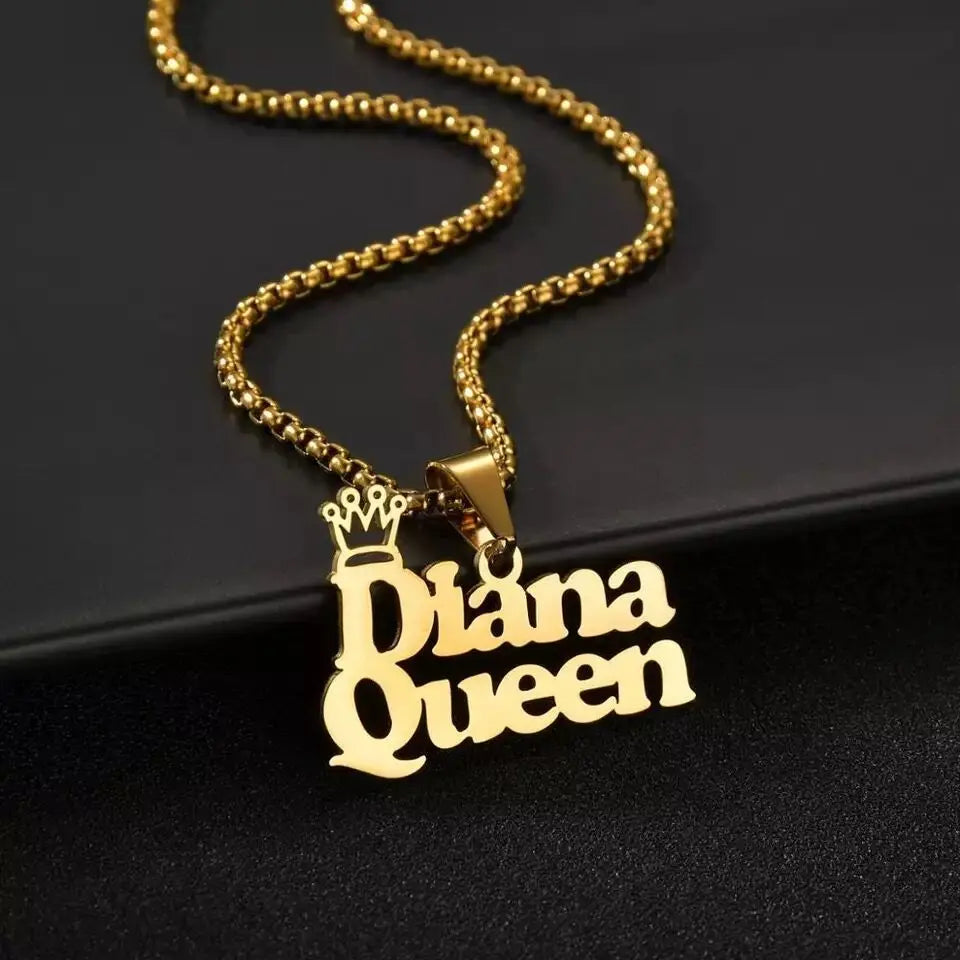 Customized Names Pendant Necklace Stainless Steel Personalized Jewelry Cuban Thick Chain for Men Women Detachable Necklace Gift