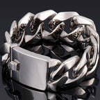 Man Bracelet In Stainless Steel Brushed Polished 26MM Wide Curb Link Chain Bracelets for Men Engraving Male Jewelry