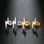 Lightning Stud Earrings for Women — Classic Stainless Steel