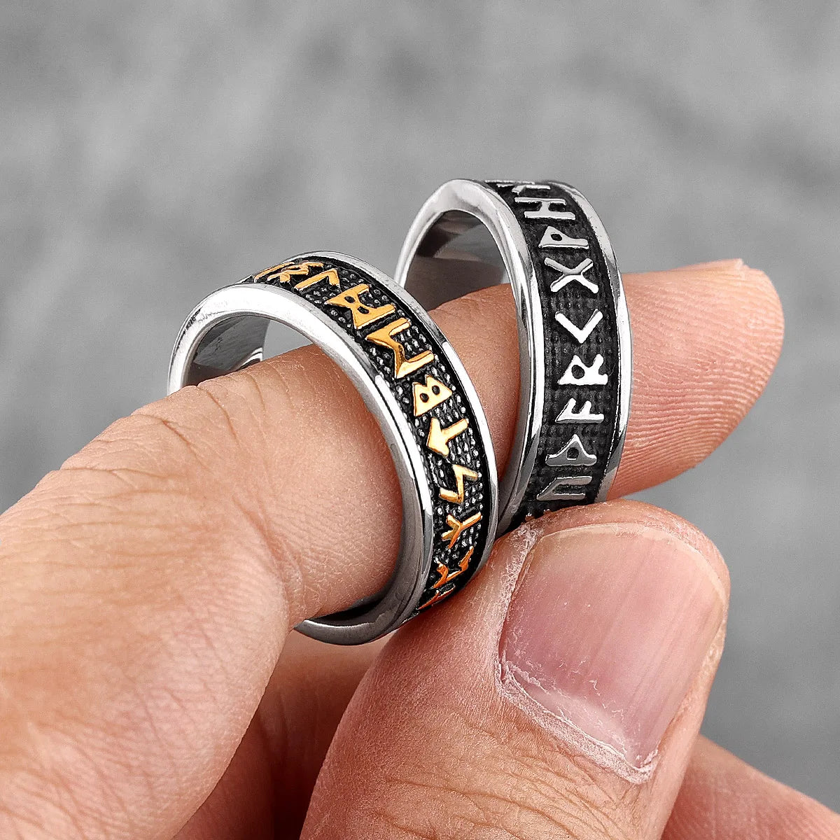 Retro Viking Character Stainless Steel Mens Rings Punk Simple Amulet For Male Boyfriend Biker Jewelry Creativity Gift