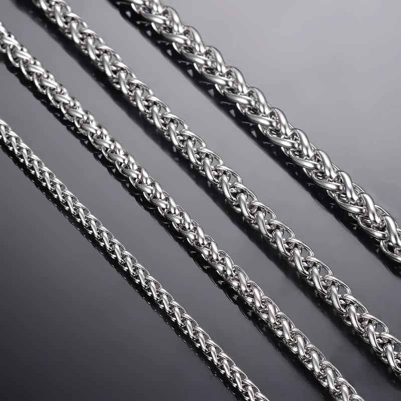 Keel Link Chain Stainless Steel Necklace for Men Women Braided Wheat Chain 2.5/3/4/5/6mm Daily Jewelry