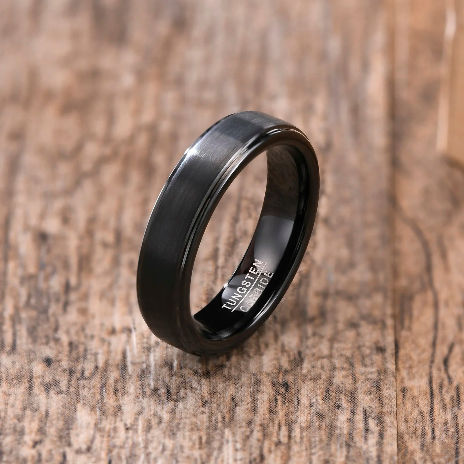 Vnox 5mm Tungsten Wedding Band for Men Women, Black Anti Scratch Carbide Tungsten Ring, Classic Simple Gentle Ring