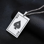 Vnox Lucky Ace of Spades Men Necklaces Jewelry,Stainless Steel Poker A Pendant,Rock Punk Casino Good Fortune Collar