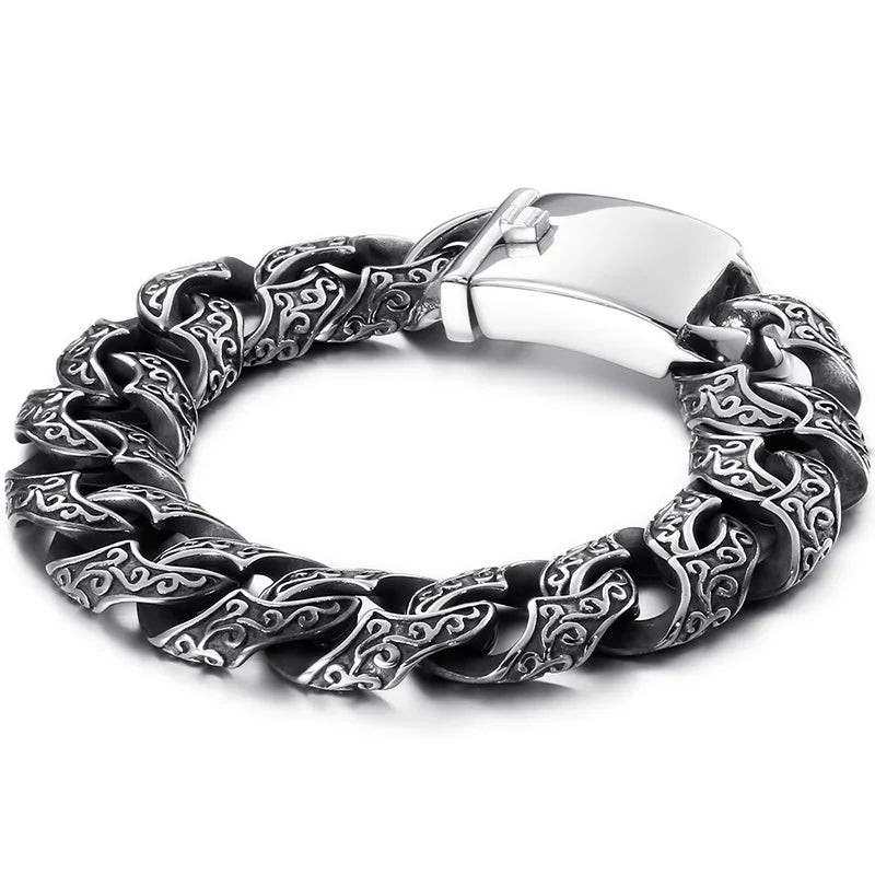 Vintage Heavy Stainless Steel Bracelet For Man Men's Link Chain Bracelets Metal Bangles Armband Hand Jewelry Gifts For