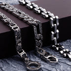 Retro 316L Stainless Steel Cast Metal Bracelet for Men 8MM Pattern Chain Men's Bracelets Male Bikers' Jewelry