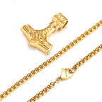 Vnox Vintage Men Norse Viking Necklaces,Rock Punk Retro Thor Mjolnir Hammer Pendant,Scandinavian Nodic Amulet Rune Neck