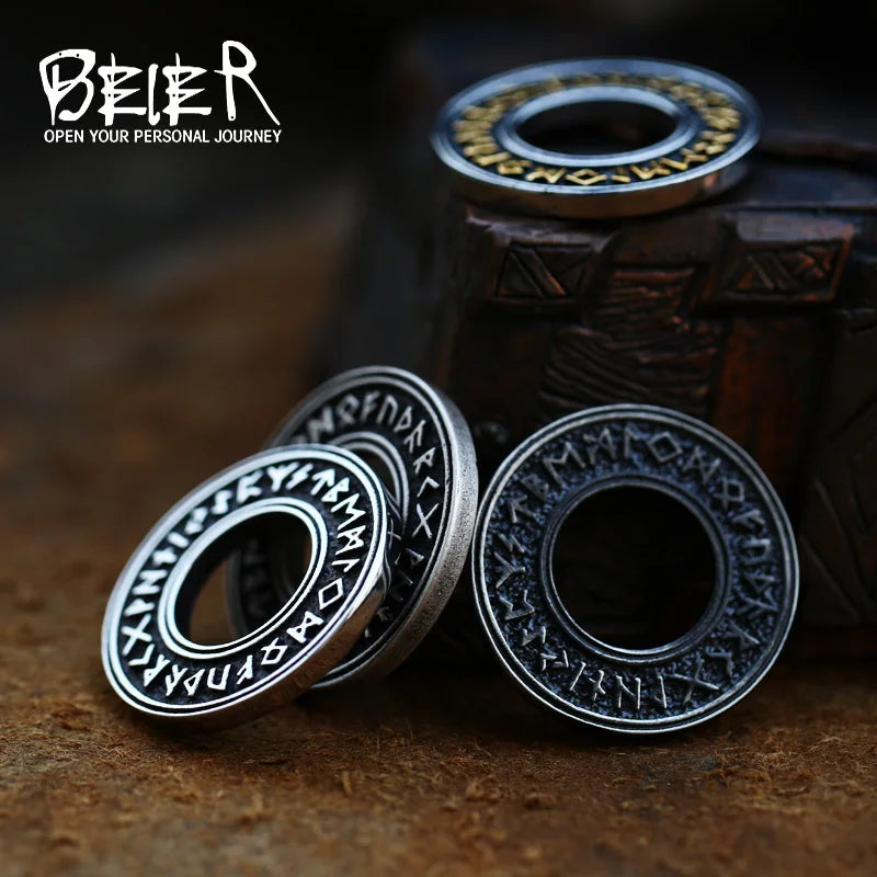 BEIER Norse Vikings Pendant Necklace Valknut Raven RUNE PENDANT Knot Viking Amulet Pendant Necklace Nordic Talisman BP8-105