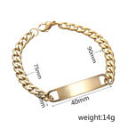 Bluelory Punk Stainless Steel Laser Engraved Name Custom Bracelets For Men Women Anniversary Gift