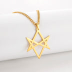 Thelema Unicursal Hexagonal Symbol Men's Stainless Steel Necklace Vintage Simple Pendant Religious Talisman Emblem