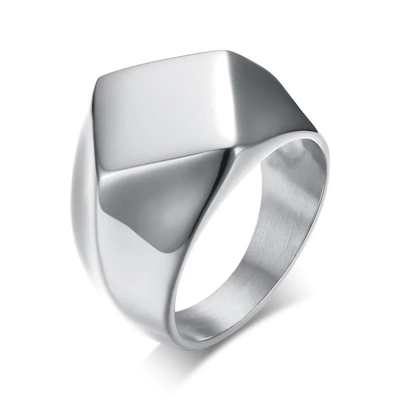 Flat Top Signet Ring — Stainless Steel