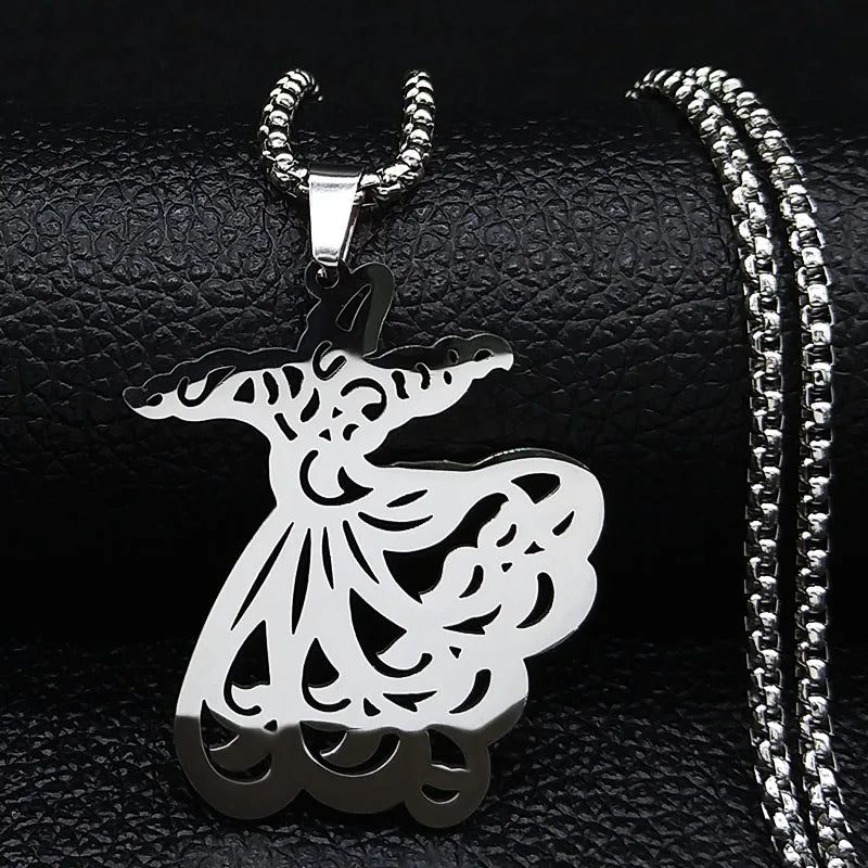 Persian Dance Pendant Necklace — Silver