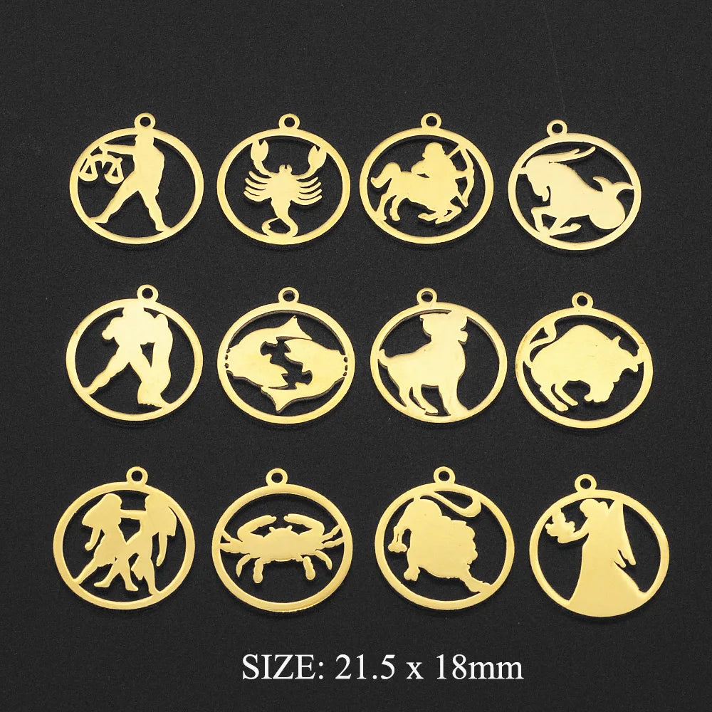 Zodiac Sign Charm Earrings Set — Stainless Steel