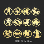 Zodiac Sign Charm Earrings Set — Stainless Steel