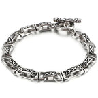 Retro 316L Stainless Steel Cast Metal Bracelet for Men 8MM Pattern Chain Men's Bracelets Male Bikers' Jewelry