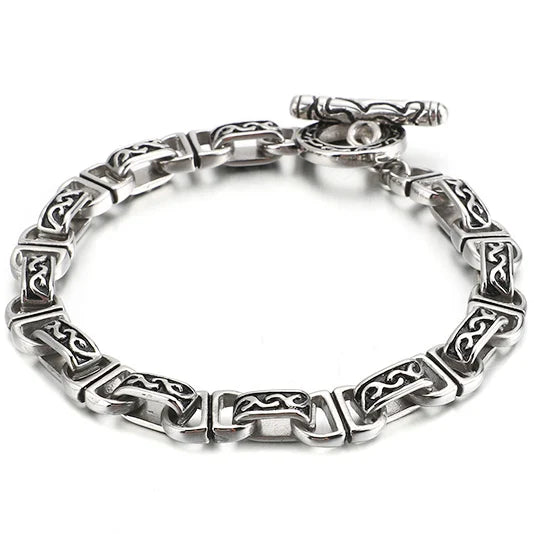 Retro 316L Stainless Steel Cast Metal Bracelet for Men 8MM Pattern Chain Men's Bracelets Male Bikers' Jewelry