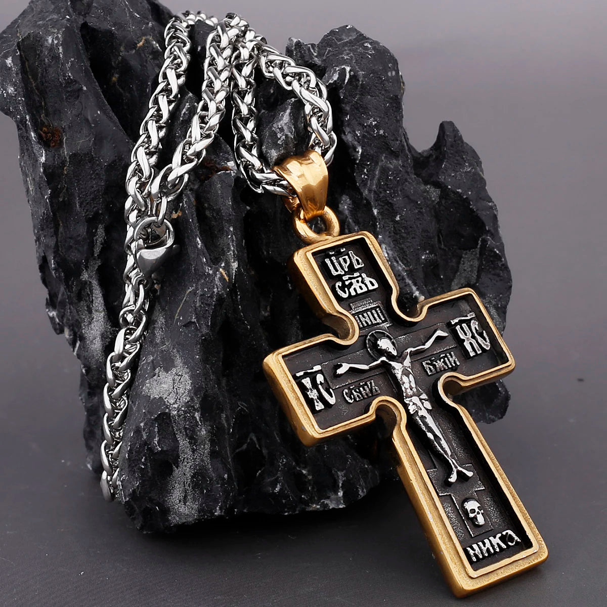Jesus Christ Cross Pendant Necklace — 316L Stainless Steel
