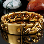 Polished Gold Color Bracelet For Man In Stainless Steel Mannen Armband Boys Hand Bracelets Massive Men's Jewelry