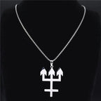Inverted Cross Silver Chain Necklace — Stainless Steel