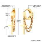 Cross Huggie Hoop Earrings — Stainless