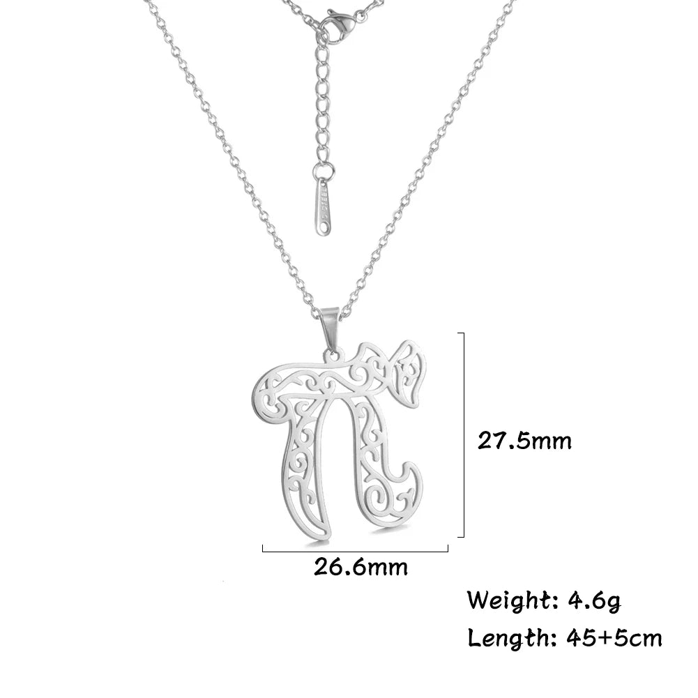 Likgreat Chai Amulet Women Men Pendant Necklaces Stainless Steel Gold Plated Jewelry Kabbalah Jewish Judaica of Charity Fortune