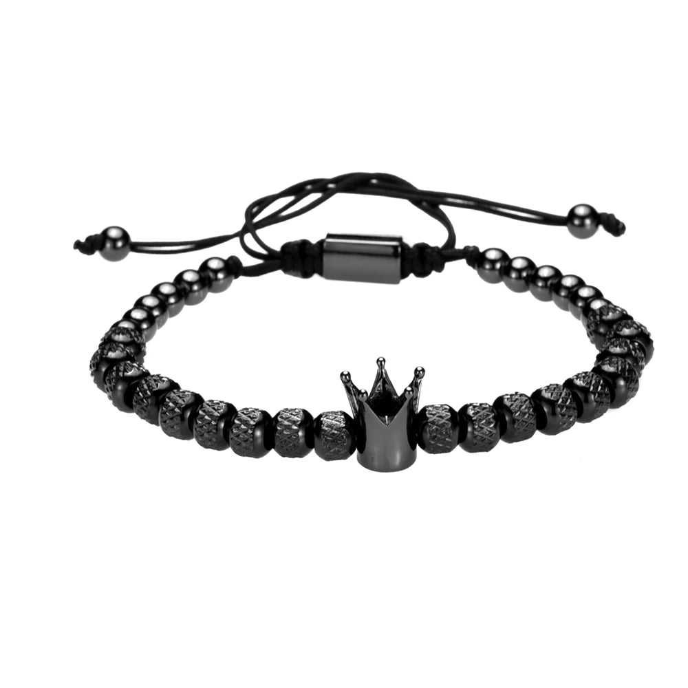 Luxury Crown Men Bracelet 316L Stainless Steel Bracelet Banlge Titanium Steel Gold Color Bracelet Adjust Size Men