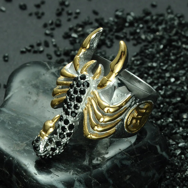 Black Scorpion Finger Ring — Stainless Steel