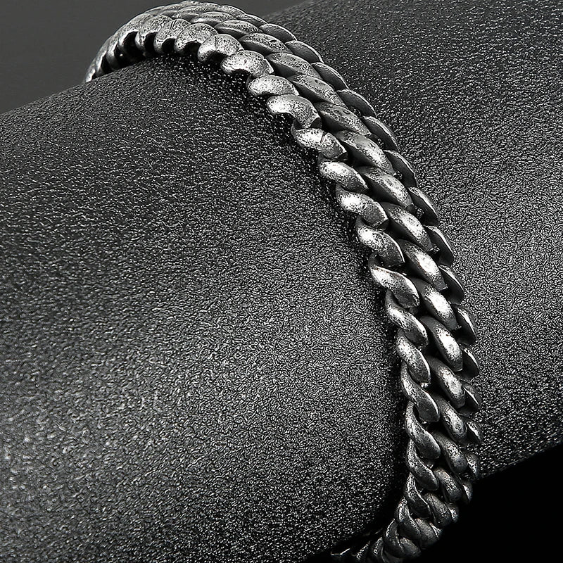 Vintage Man Bracelet 11MM Ancient Black Stainless Steel Men's On Hand Chain Bands Bracelets Male Jewelry Iron Mannen