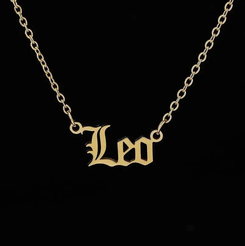 New Constellation Zodiac Necklaces Jewelry for Women Antique Style Designed Letter Taurus Aries Pendant Necklaces Gift Collier