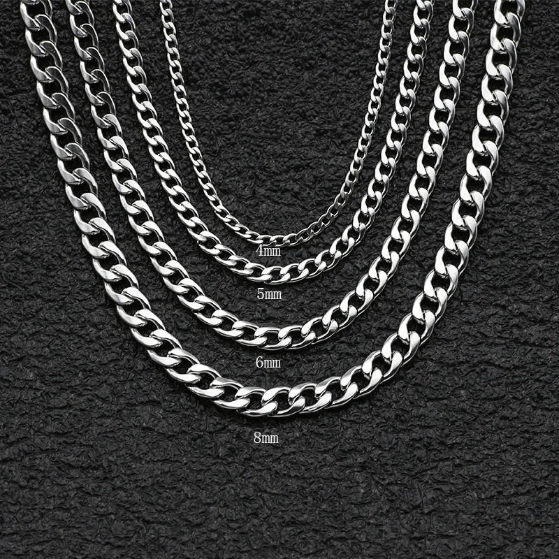 Cuban Curb Chain Necklace 7mm — Silver