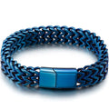 Mens 12MM Width Double Row Chain Wrist Bracelets 6 Color Stainless Steel Bracelet for Man Handles With Magnet Clasp