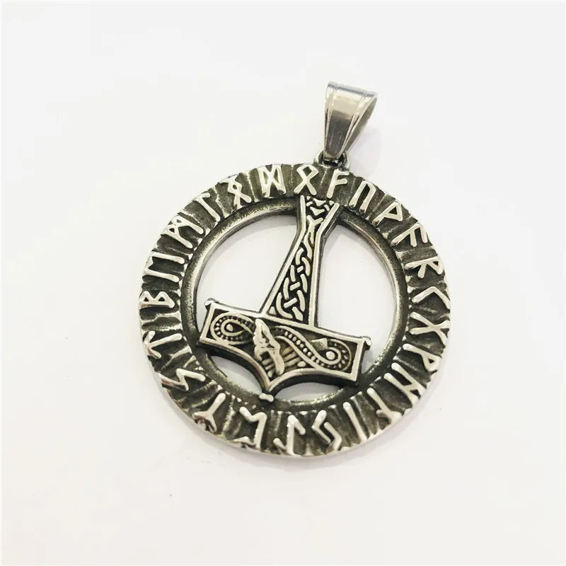 Viking Vegvisir Rune Compass Pendant — Stainless Steel