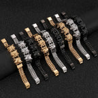 Gold Color Stainless Steel Chain Bracelet for Man Punk Gothic Skull Wristband With Magnetic Clasp Animal Head Homme