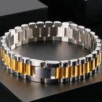 Gold Color 16MM Wide Watch Strap Link Chain Bracelet Men Stainless Steel Mens Bracelets Male Jewellery Accessories