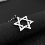Silver Star of David Pendant Necklace — Stainless Steel