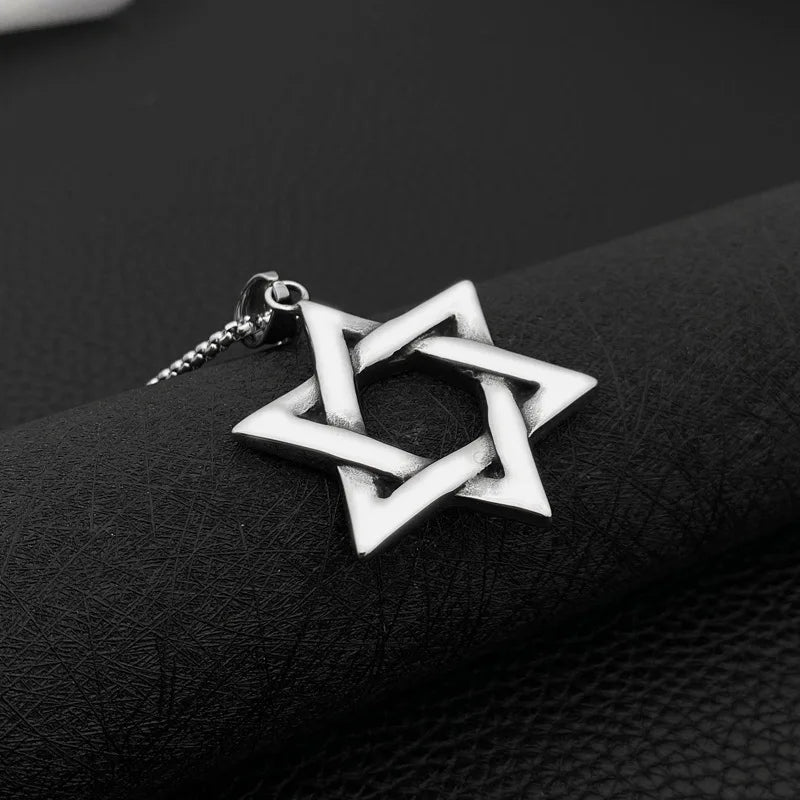 Silver Star of David Pendant Necklace — Stainless Steel