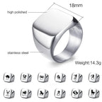 Vnox 18mm Signet Ring For Men Women, The Zodiac 12 Horoscope Constellation Sign Finger Band, Stainless Steel Aries Punk