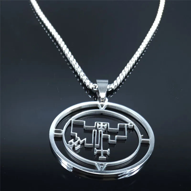 Demon Seal Vual Pendant — Silver Stainless