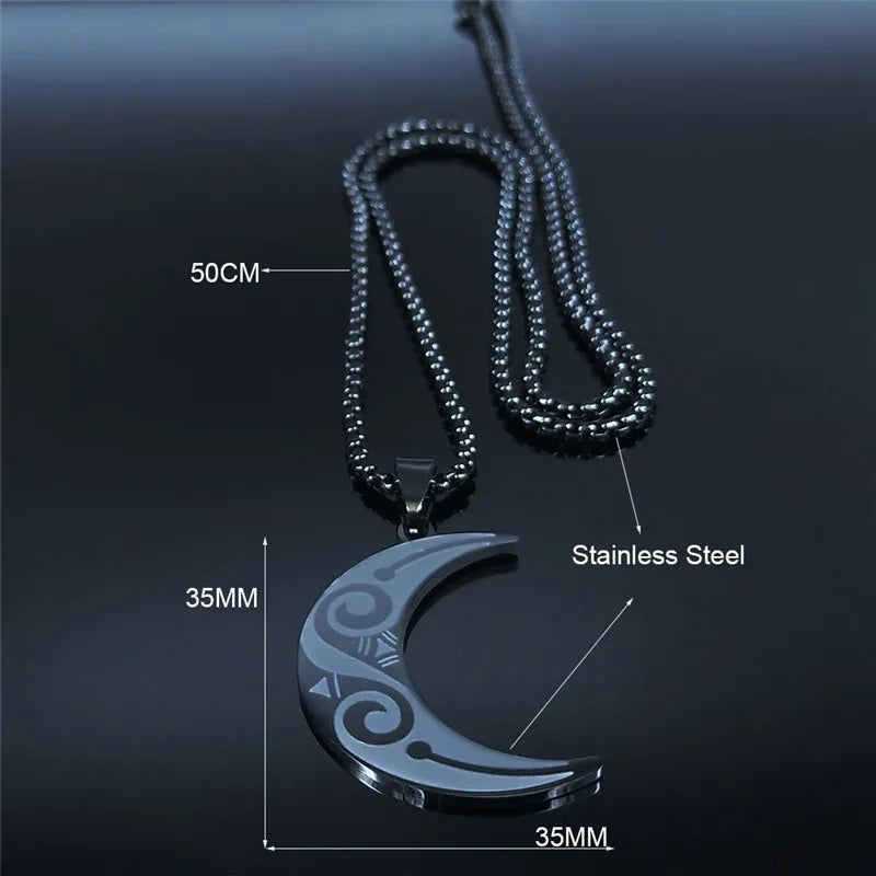 Witchcraft Moon Pendant — Black Stainless