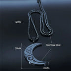 Witchcraft Moon Pendant — Black Stainless