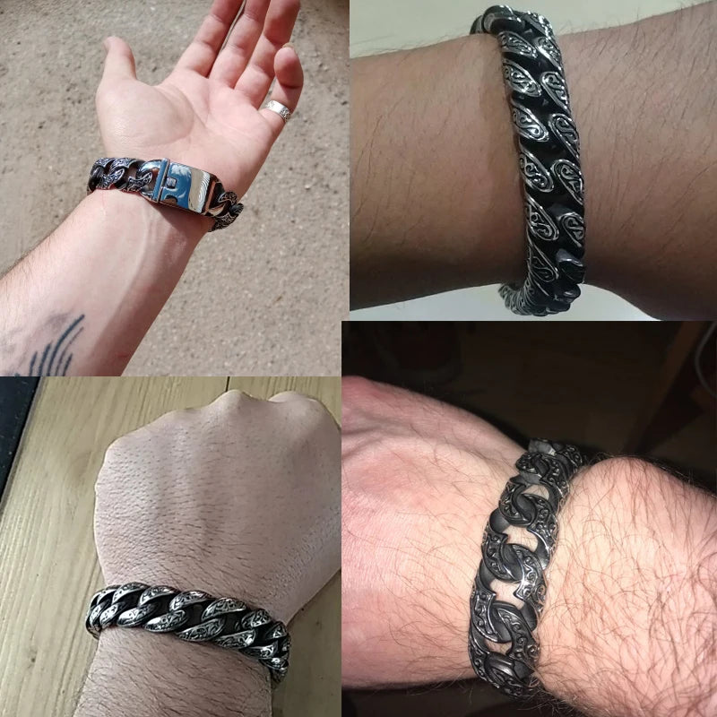 Vintage Heavy Stainless Steel Bracelet For Man Men's Link Chain Bracelets Metal Bangles Armband Hand Jewelry Gifts For