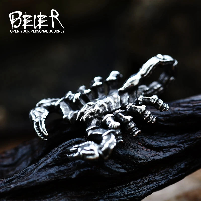 316L Stainless Steel Punk Style 3D Design Animal Scorpion Pendant Necklace fashion jewelry For Man BP8-607