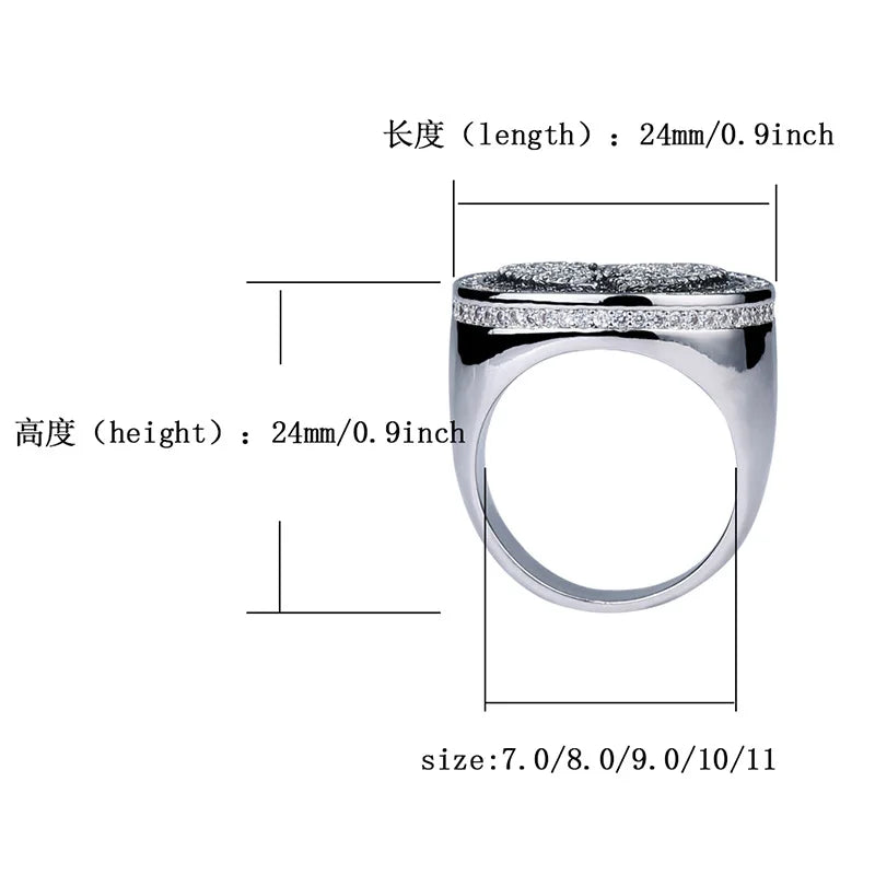 Iced Out Broken Heart Ring for Men — Micro Pave CZ Band