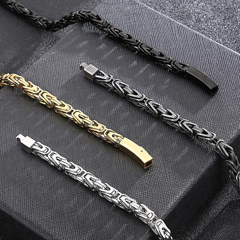 50-65CM 25.5" 6MM Chain Necklace Choker for Men Luxury Gold Color Stainless Steel Men's Necklaces Best Friends Birthday