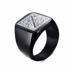 Monogram Black Signet Ring — Stainless Steel