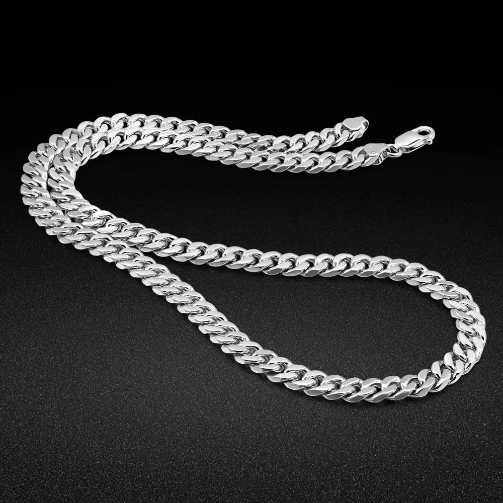 Original Simple Chain 6 mm 925 Sterling Silver Curb Cuban Chain Necklace For Men Male Neck Punk Birthday Party Jewelry