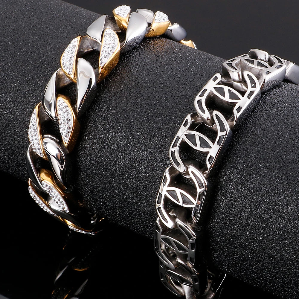 Men's Bracelets Bangles Factory Gold Color Sheep Head Bracelet For Man 316L Stainless Steel On Hand Chain Bands Hiphop