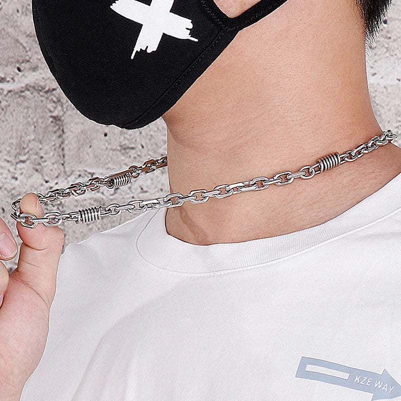Vintage 7MM 55CM Chain Necklace Choker for Men Solid Stainless Steel Men's Chain Necklaces Best Friends Birthday