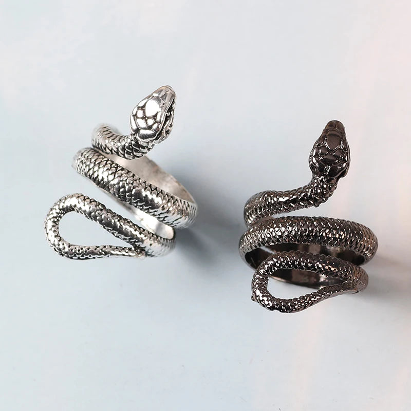 Fashion Retro Snake Ring Hip Hop Rock Men And Women Jewelry Adjustable Opening Ring