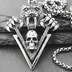 Tiger Tooth Skull Pendant Necklace — Stainless Steel