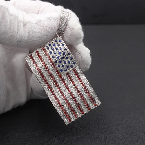American Flag Pendant — 925 Silver